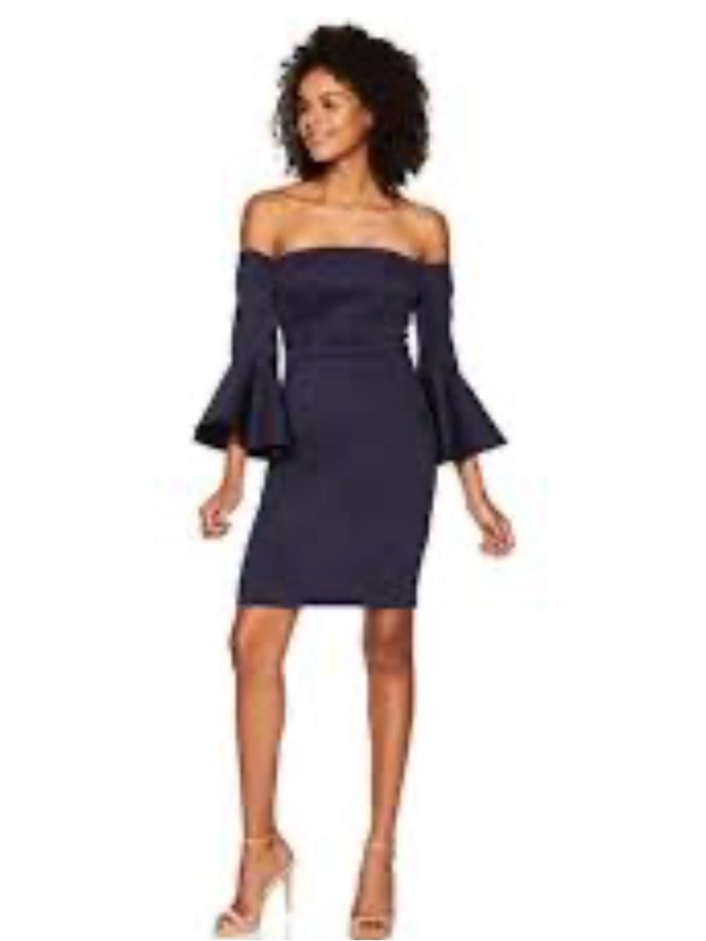Betsey Johnson Blue Off-the-Shoulder - SZ 4 - 3/4 Bell Sleeve Sheath Dress